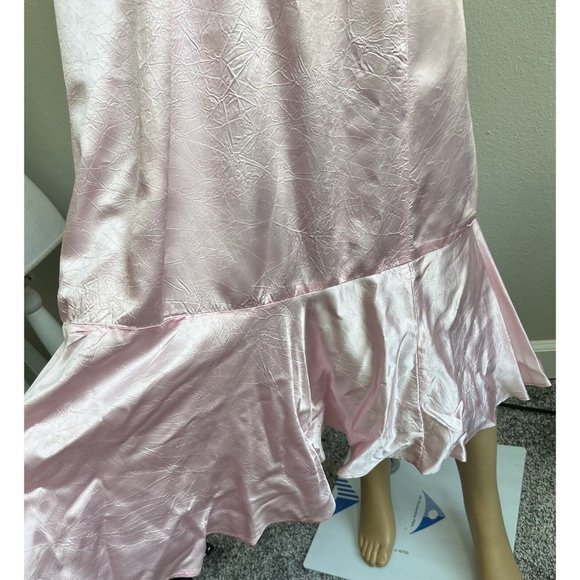 Vintage Fredericks Of Hollywood Long Mermaid Pink Dress Hi Lo Made USA 13 - Picture 10 of 16